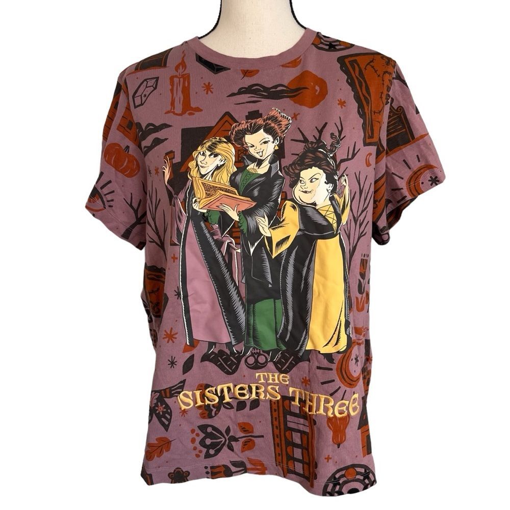 Disney Hocus Pocus T-Shirt Large Sanderson Sisters 2023 Embroidered Halloween